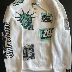 Zoo York White Hoodie with Black and Green Graphics